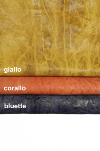 Genuine leather hide vegetable WASHED NAPPA sheepskin yellow coral blue wrinkled sheep soft distressed italian skin