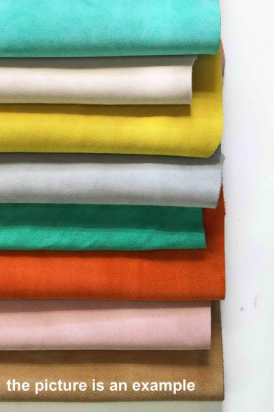 Leather SUEDE and NUBUCK pieces - big size cutouts - solid colors, light SUMMER colors, crafting italian leather scraps  A