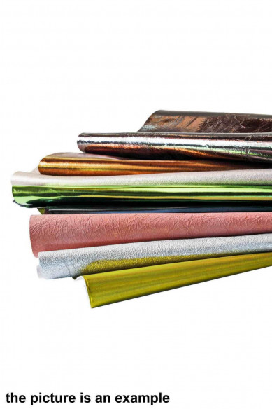 METALLIC scraps lot - big size pieces - solid colors, smooth or wrinkled effect, italian leather for crafts