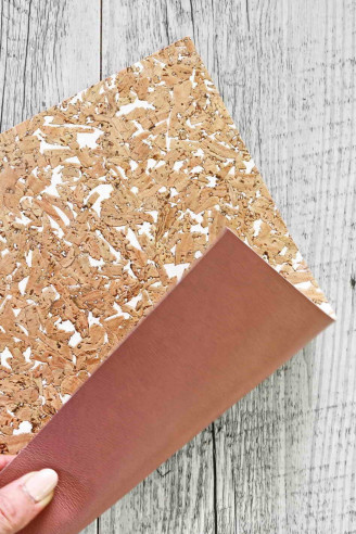 Leather pieces backed natural cork,...