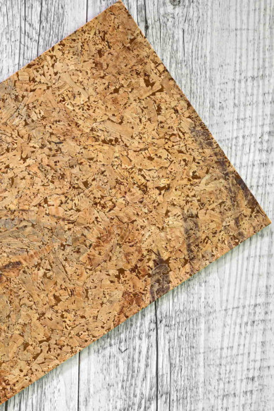 Leather pieces backed cork, made in Italy, abstract textured, light gold glitter, calfskin white gold tiny triangles on the back