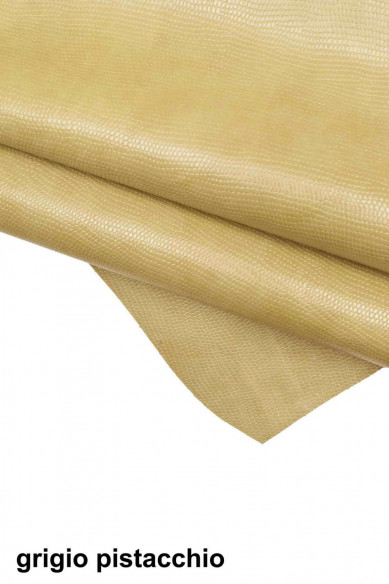 Lizard embossed leather hide, beige, pistachio grey, orange, burgundy, pearl grey printed calfskin, glossy skin