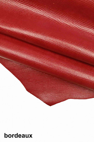 Lizard embossed leather hide, beige, pistachio grey, orange, burgundy, pearl grey printed calfskin, glossy skin