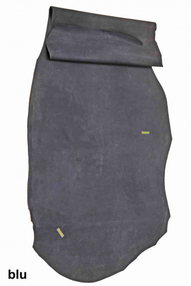 Pelle di nabuk grigio, viola, blu, pellame di camoscio leggermente stropicciato, vitello scamosciato con cera neutra