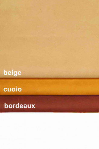 Beige, tan, burgundy suede calfskin leather hide, slightly wrinkled nabuk cowhide with wax, matt, vintage skin