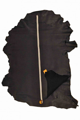 Genuine leather hide BLACK GOATSKIN...