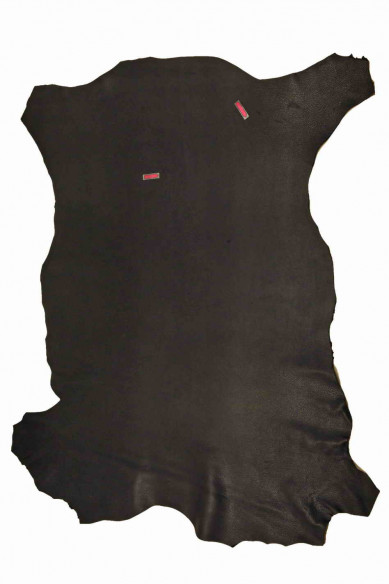 Genuine leather hide BLACK GOATSKIN semi glossy pebble grain print goat grainy sporty distressed soft italian skins