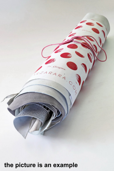 Mix leather scraps - WHITE, GREY and SILVER tones - fancy textures, foils and softness various, 10 or 15 italian leather pieces