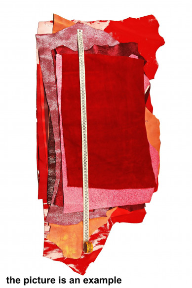 Mix LEATHER scraps - RED and PINK tones - fancy textures, foils and softness various, 10 or 15 italian leather pieces for crafts