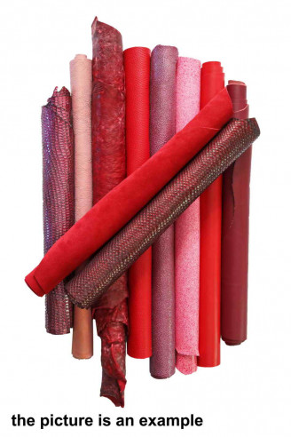 Mix LEATHER scraps - RED and PINK tones - fancy textures, foils and softness various, 10 italian leather pieces for crafts