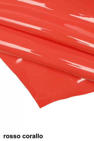 PATENT LEATHER hides, shiny coral...