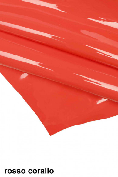 Pelle LUCIDA LACCATA verde acido, rosso corallo, viola prugna, pellami verniciati colorati