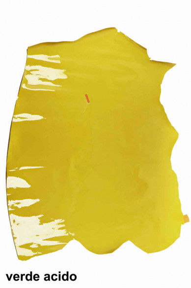 PATENT LEATHER hides, shiny coral red, acid green and plum purple skins, lacquer goatskins