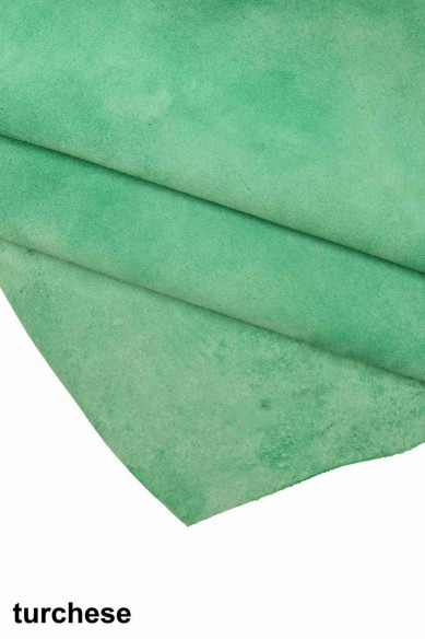 BRIGHT SUEDE leather hides, yellow turquoise velour cowhide, colored skins