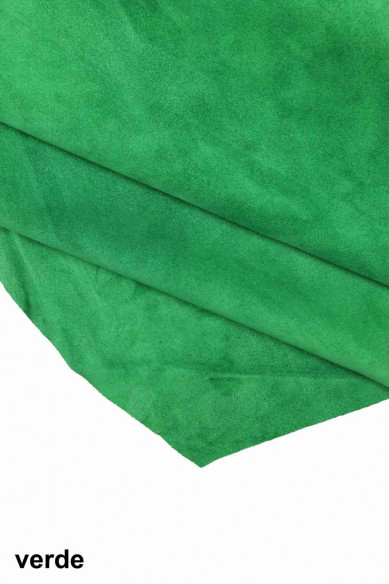 SOFT SUEDE cow leather hide, green blue soft velour calfskin