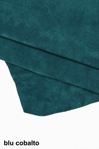 SOFT SUEDE cow leather hide, green blue soft velour calfskin