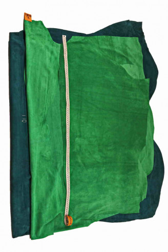 SOFT SUEDE cow leather hide, green...