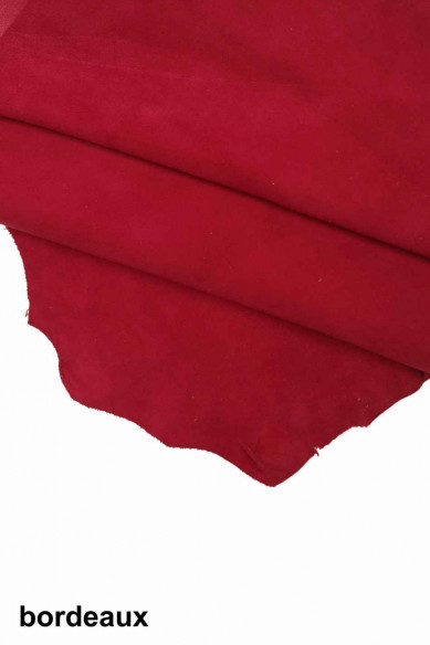 Pellame SCAMOSCIATI MORBIDI, pelli di camoscio capra velour panna, cuoio, rosso scuro