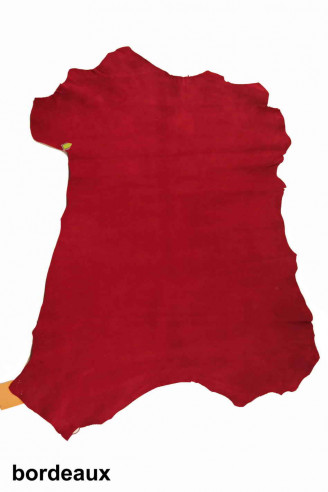SOFT SUEDE leather skin, dark red, beige, tan velour goatskin hides