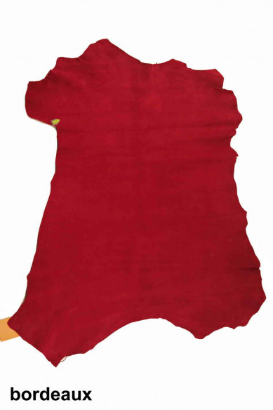 SOFT SUEDE leather skin, dark red, beige, tan velour goatskin hides