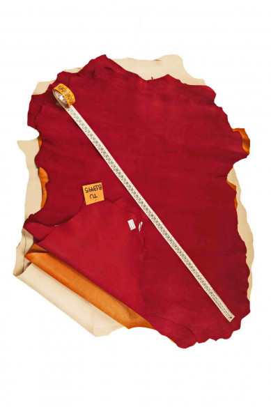Pellame SCAMOSCIATI MORBIDI, pelli di camoscio capra velour panna, cuoio, rosso scuro