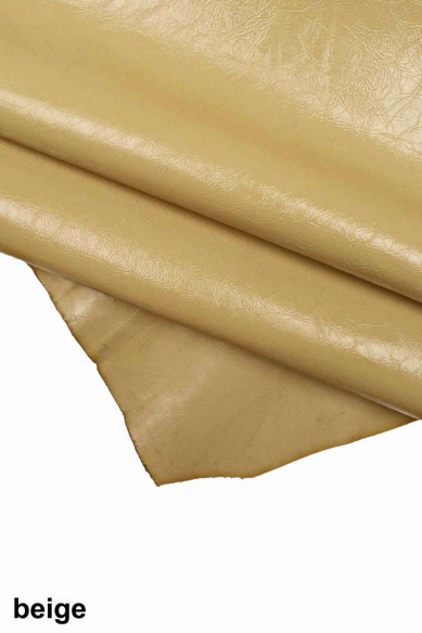 Pellami LUCIDI effetto VERNICIATO, pelle laccata grigio chiaro, beige, camel stropicciata