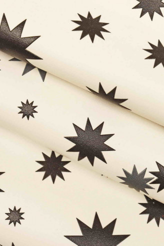 WHITE PRINTED cowhide leather, black...