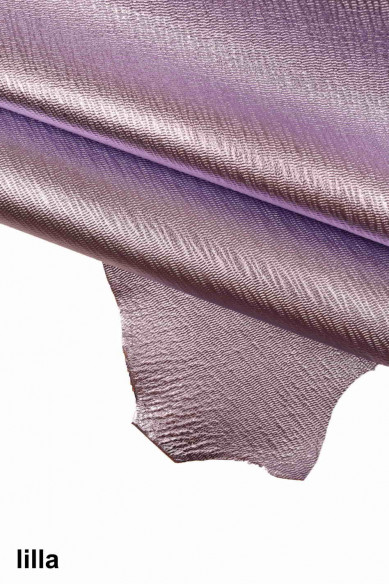 METALLIC LEATHER skinturquoise, purple, yellow, lilac, fuchsia, wave effect printed pebble grain goat skin