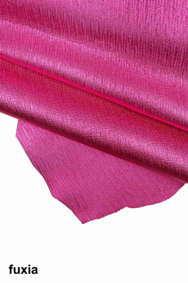 PELLAME LAMINATO turchese, viola, giallo, lilla, fucsia, pelle di capra metallizzata con grana