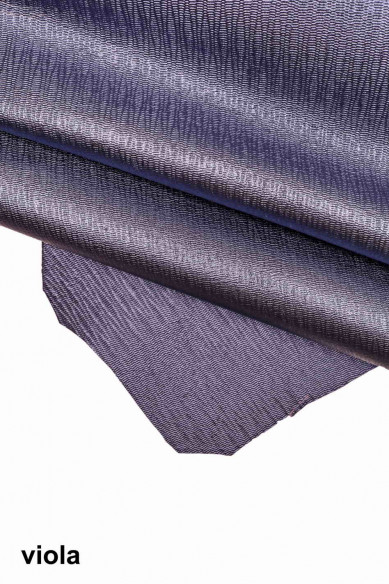 METALLIC LEATHER skinturquoise, purple, yellow, lilac, fuchsia, wave effect printed pebble grain goat skin