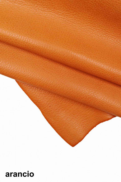 NATURAL PEBBLE grain goatskin leather, orange, fuchsia soft grained goat hides