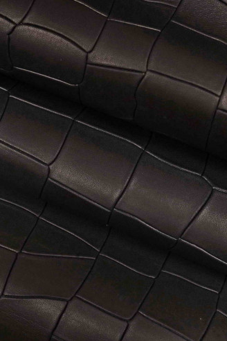 NIGHT BLUE crocodile embossed leather...