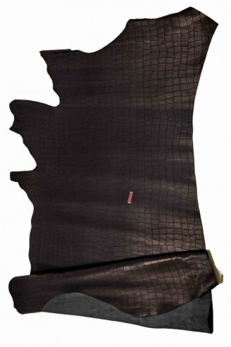 NIGHT BLUE crocodile embossed leather...