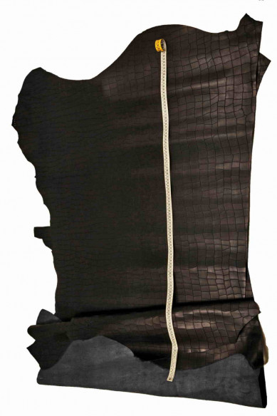 NIGHT BLUE crocodile embossed leather hides, croc printed calfskin, matte cowhide skins