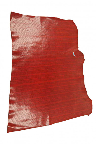 RED PYTHON printed leather hide, snake textured calfskin with black stripes, glossy reptile cowhide