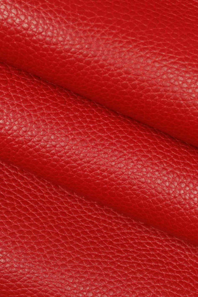 PELLAME ROSSO con grana dollaro, vitello semi-lucido 1.5 - 1.7 mm, pelle rossa morbida alta qualità per artigianato