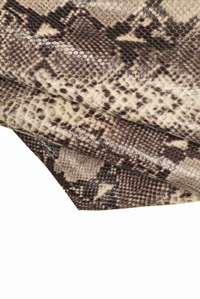 SNAKE printed GOATSKIN, grey, white, black python textured snakeskin, glossy reptile leathe skin