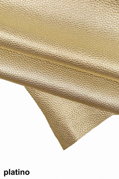 PELLE LAMINATA con grana turchese, rosa, platino, vitello stampa dollaro cervo, pellame metallizzato