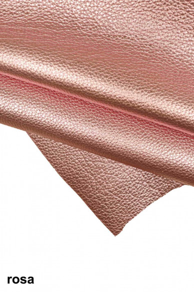 PELLE LAMINATA con grana turchese, rosa, platino, vitello stampa dollaro cervo, pellame metallizzato