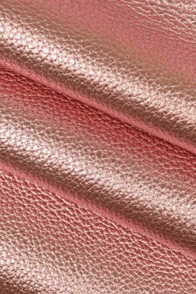 PELLE LAMINATA con grana turchese, rosa, platino, vitello stampa dollaro cervo, pellame metallizzato