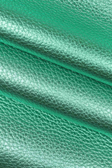 PELLE LAMINATA con grana turchese, rosa, platino, vitello stampa dollaro cervo, pellame metallizzato