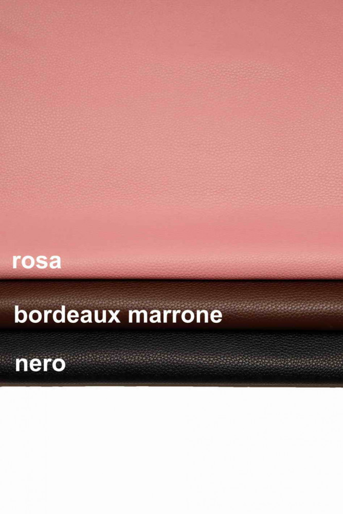 Pink, burgundy, brown, black GRAINY LEATHER hide, pebble grain printed cowhide, soft thick calfskin