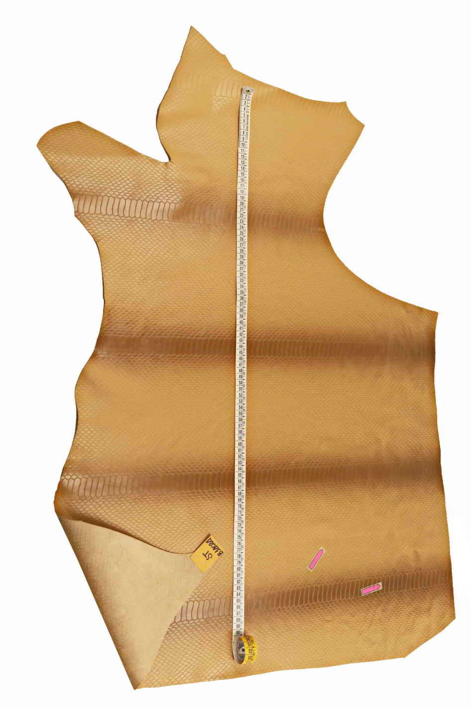 BEIGE SNAKE printed leather hide, light brown reptile embossed calfskin