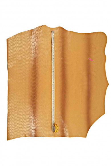 BEIGE BROWN snake embossed leather hide, reptile printed calfskin, cowhide with python print