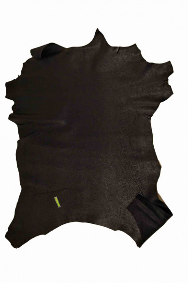 PELLAME NERO con grana, capra nera stampata, pelle morbida sportiva