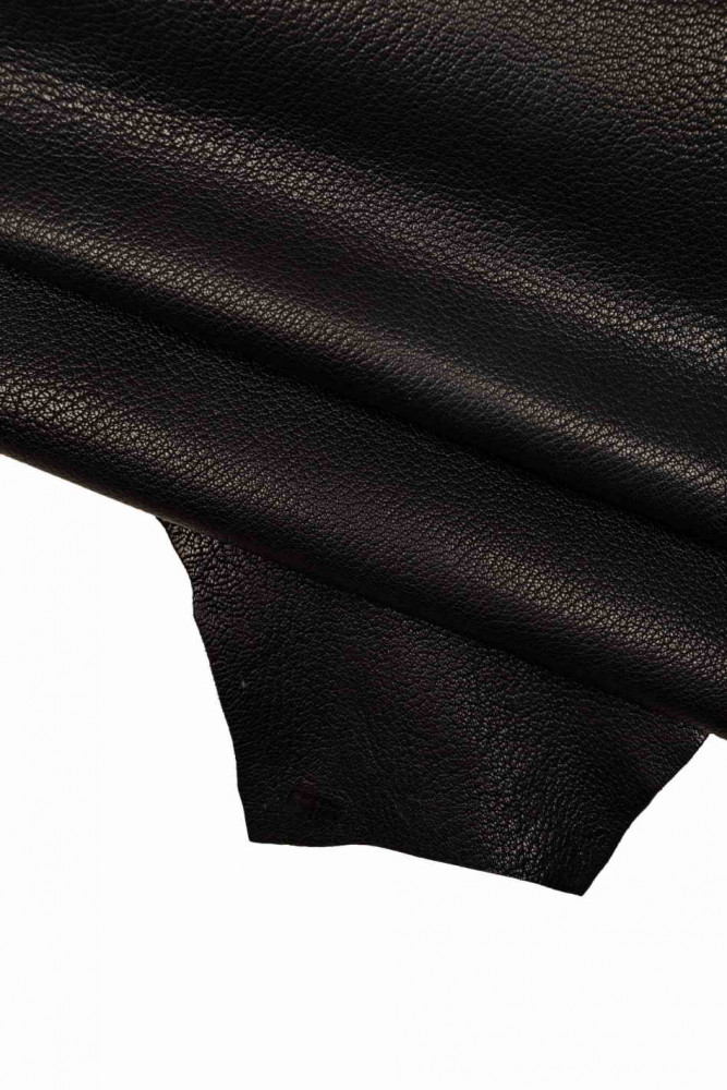BLACK GRAINY leather hide, tiny pebble grain goatskin, soft sporty skin, 1.5 - 1.7 mm