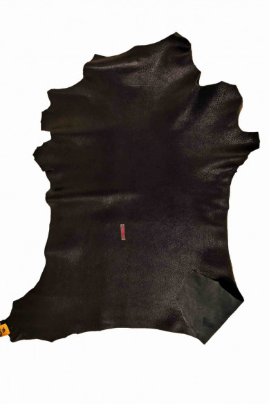 PELLAME NERO con grana, capra nera stampata, pelle morbida sportiva, 1.5 - 1.7 mm