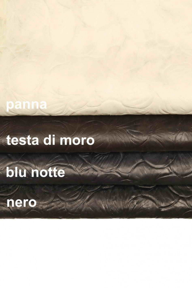 VEG TAN floral leather skin, blue cream black dark brown western printed vintage hide