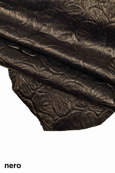 VEG TAN floral leather skin, blue cream black dark brown western printed vintage hide