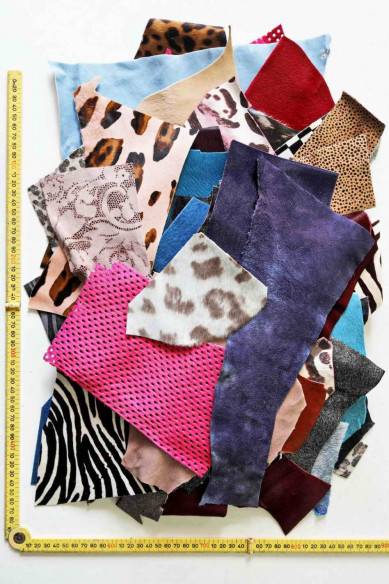 Sacchetto di ritagli di cavallino stampati e tinta unita MIX   - 1/2 kg e 1 kg -